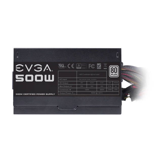 EVGA Power Supply 100-W1-0500-KR 500W 80PLUS +12V 120mm Ultra-Quiet Fan Active PFC Retail