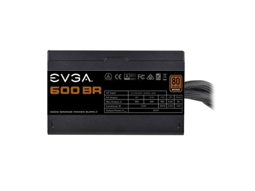 EVGA Power Supply 100-BR-0600-K1 600 BR 600W 80+BRONZE 12V PCI Express 120mm Long SleeveBearing Retail